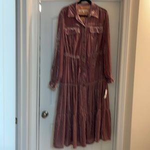 Velvet Mauve color duster coat. Beautiful and light. Long